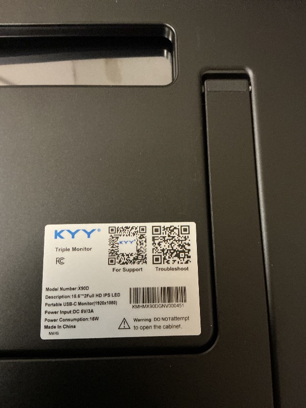 Photo 1 of SEE NOTES..........KYY X90D 15.6in Portable IPS LCD Monitor FHD 1920x1080 60Hz Grey