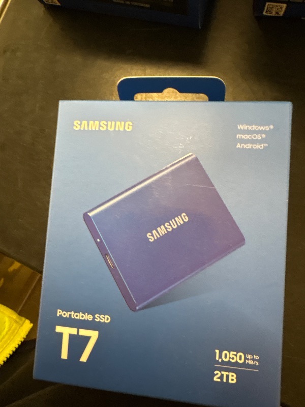 Photo 1 of SAMSUNG T7 Portable SSD, 2TB External Solid State Drive, Speeds Up to 1,050MB/s, USB 3.2 Gen 2, Reliable Storage for Gaming, Students, Professionals, MU-PC2T0H/AM, Blue