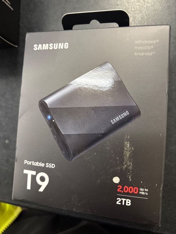 Photo 1 of Samsung T9 Portable SSD 2TB, USB 3.2 Gen 2x2 External SSD, Up to 2,000 MB/s
External Solid State Drive for Gaming, Students and Professionals, MU-PG2T0B/AM, Black