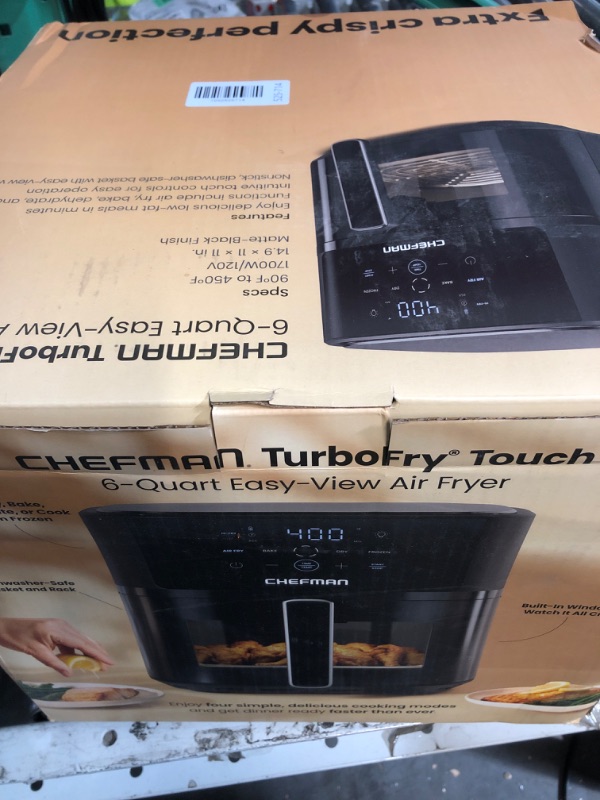 View 2 of ***FACTORY SEALED***Chefman Air Fryer – 6 QT Compact Airfryer for Quick & Easy Meals, Features Hi-Fry Technology for Extra Crisp, Easy-View Window, Touch Controls with 4 Presets, Nonstick & Dishwasher Safe Basket - Black