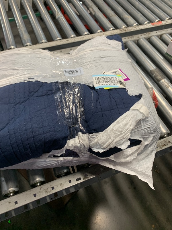 View 2 of ***DAMAGED - SEE NOTES/PICTURES***ROARINGWILD Navy Quilted Quilt Set, Twin Size, Lightweight, 2 Pieces