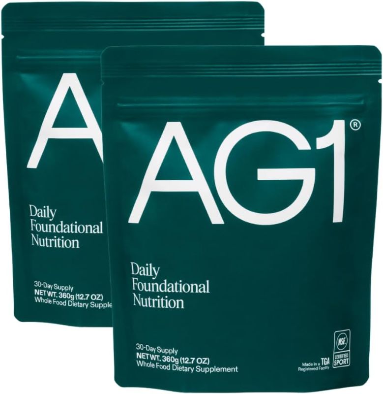 View 1 of ****Case of 20***** AG1 Greens Powder Refill Pouch – 75 Vitamins, Multivitamin & Probiotic | Gut Health Support | Vegan, Keto, Gluten Free | Athletic Greens Supplement - Pouch Only, Classic Formula