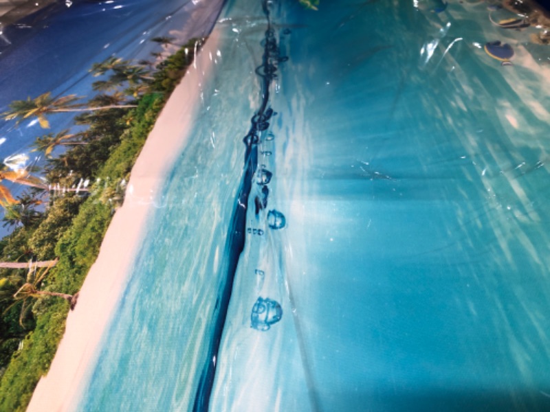 View 3 of ***DAMAGED - SEE NOTES/PICTURES*** Tropical Island Coral Reef Landscape Canvas Wall Art for Living Room,Unique View Split Waterline Scenery,Beautiful Nature Summer Travel Scenic Picture Print Artwork Painting Decor,Inner Frame 23x46