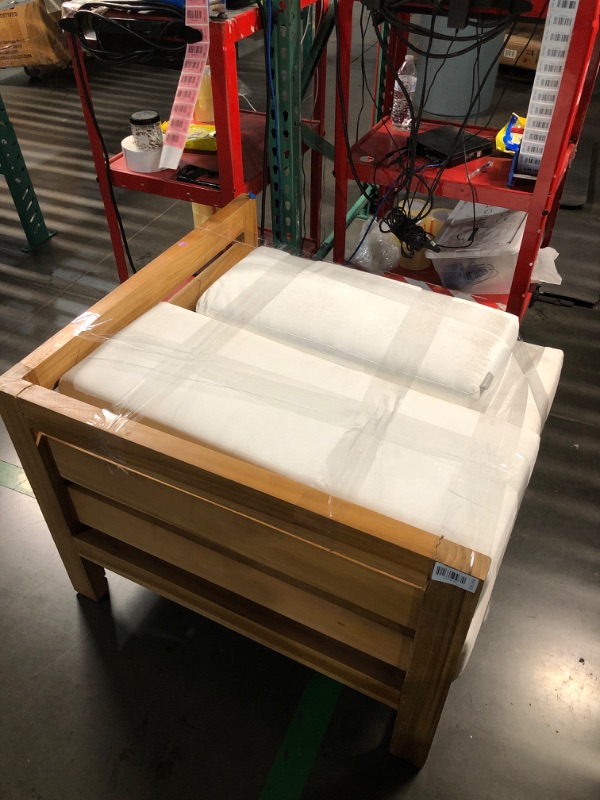 View 5 of ***DAMAGED*** Modway EEI-4126-NAT-WHI Upland Patio Teak Wood Corner Chair, Natural White