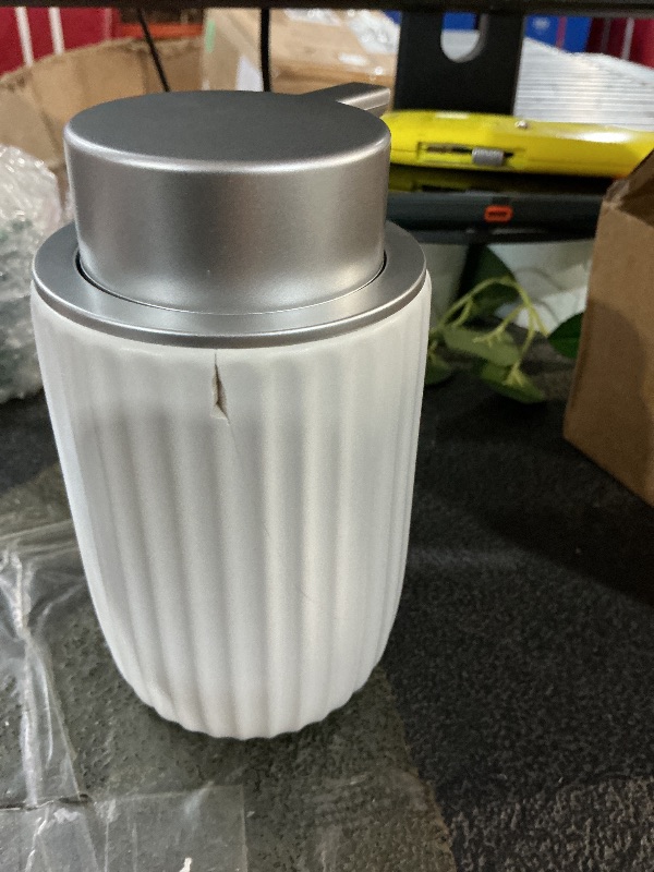 View 2 of ***DAMAGED***Ceramic Foaming Soap Dispenser, 12 oz Bathroom Foam Hand Soap Dispenser, Refillable Lotion Soap Dispenser with Removable Pump for Kitchen Hand Wash Dispenser, Modern Home Decor (White)