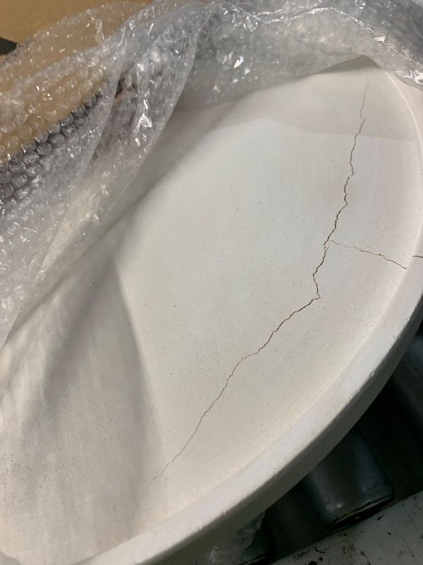 View 3 of ***cracked***DN DECONATION White Wood Tray, 14.76“ Decorative Tray for Coffee Table, Decorative Round Trays for Dining Room, Living Room, Farmhouse Decor