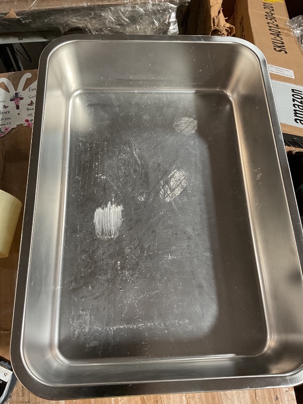 View 3 of ** inside is a little dirty**
ikitchen Stainless Steel Cat Litter Box, 19.5" L x 13.5" W