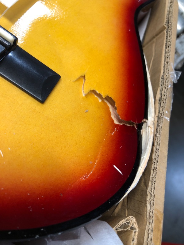 View 3 of ***DAMAGED - SEE NOTES/PICTURES*** VEVOR Classical Guitar, 30 Inch, Wood Classical Guitar Starter Kit for Beginners, with Nylon Strings, Gig Bag, Strap, Tuner, Extra Strings, Pick, Capo, Basswood, for Kids Girls Boys Students, Sunburst