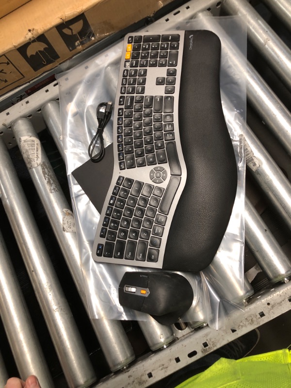 View 2 of ***DAMAGED - SEE NOTES/PICTURES*** ProtoArc EKM01 Plus Wireless Ergonomic Keyboard Mouse Combo - Gray Black