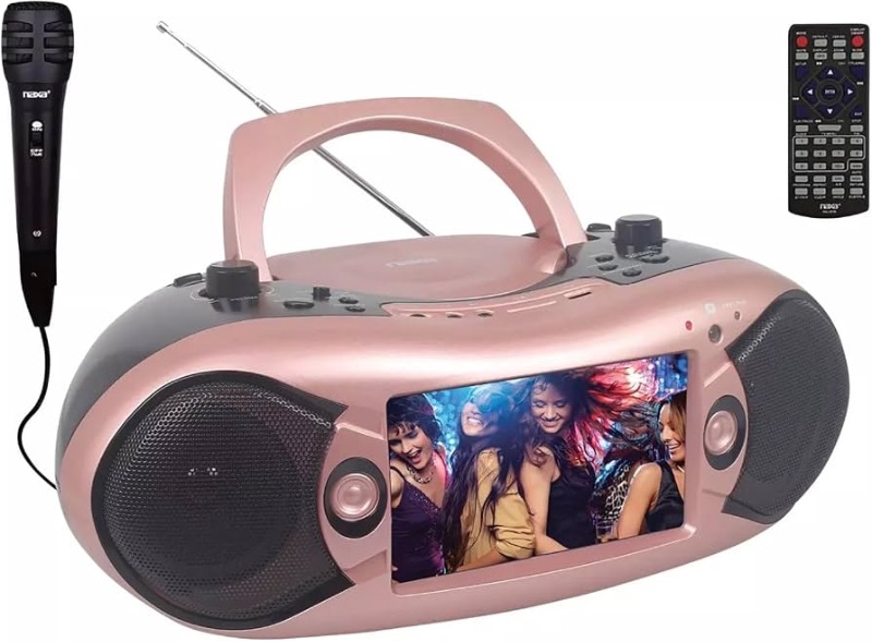 View 1 of ***STOCK PHOTO FOR REFERENCE ONLY***
***PARTIAL SET*** BOOMBOX ONLY *** MISSING POWER CORD/MICROPHONE/REMOTE/ETC. **** UNTESTED*** PRICE ADJUSTED ***
NAXA NDL-287 7" Portable TV & DVD Boombox w/ATSC Tuner, Bluetooth Streaming, CD/DVD Player, AM/FM Radio,