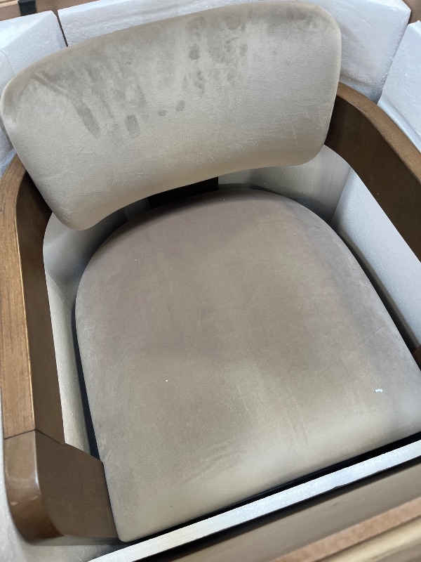 View 2 of Meridian Furniture Sacha Velvet Counter Stool, Taupe (CRACK ON HANDLE AS SHOWN IN PHOTOS)