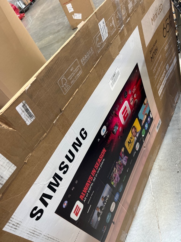 Photo 1 of Samsung 65-Inch 4K Mini LED Smart TV (MAJOR CRACK AND DAMAGES TO SCREEN)
