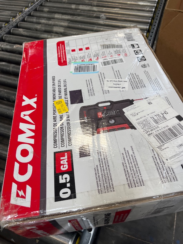 View 3 of ECOMAX Wall Mount Air Compressor, Tire Inflator Portable Air Compressor, Oil-Free with Retractable 30ft Air Hose, Mini Tank 125 PSI MAX Pressure & 1.5 HP for Garage and Home
