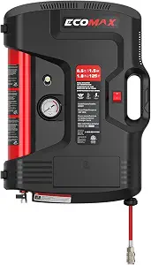 Photo 1 of ECOMAX Wall Mount Air Compressor, Tire Inflator Portable Air Compressor, Oil-Free with Retractable 30ft Air Hose, Mini Tank 125 PSI MAX Pressure & 1.5 HP for Garage and Home