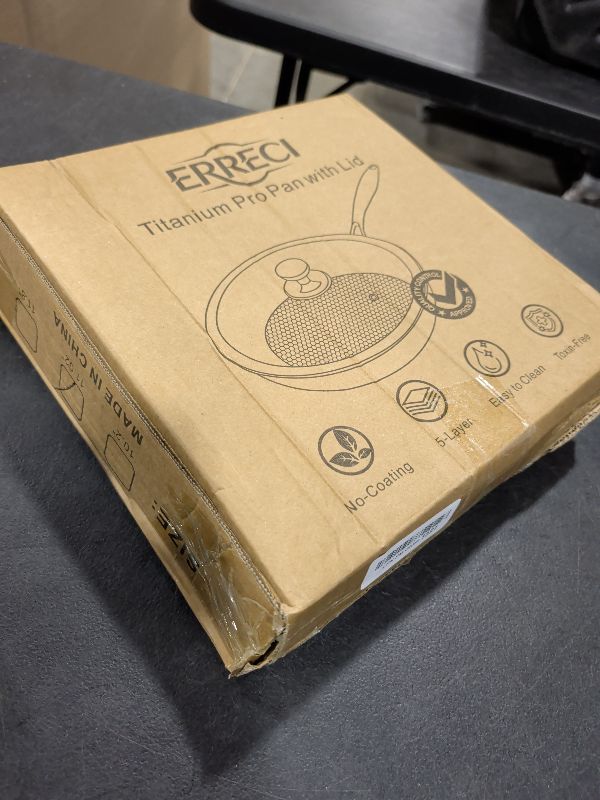 View 2 of ERRECI Titanium Frying Pan with Lid, 11.02", No Coating