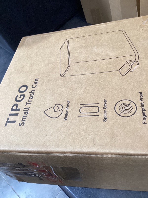 Photo 1 of TIPGO Small Bathroom Trash Can with Lid - 5L White