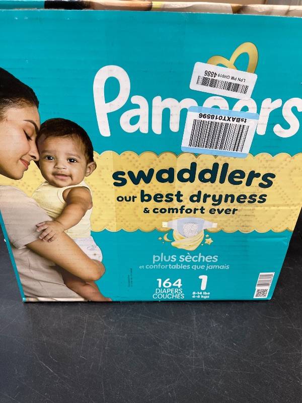 Photo 1 of Pampers Swaddlers Diapers, Size 1, 164 Count