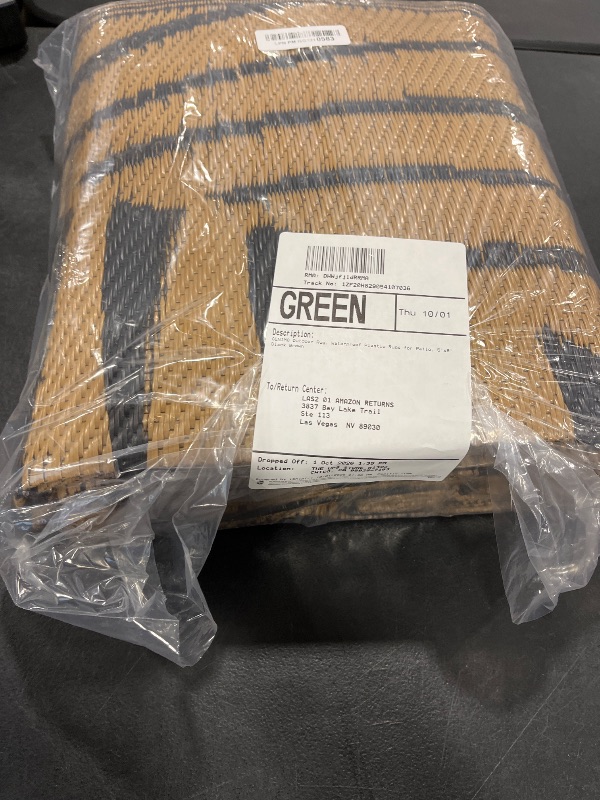 View 2 of GENIMO Outdoor Rug 5'x8' Black & Brown Palm Leaf Reversible