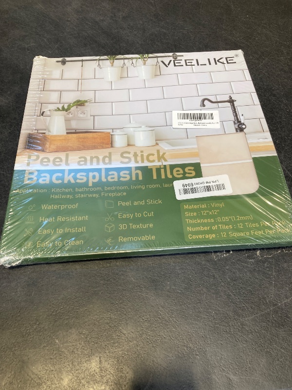 View 2 of VEELIKE Cream Beige Peel and Stick Backsplash Tiles - 12 Sheets
