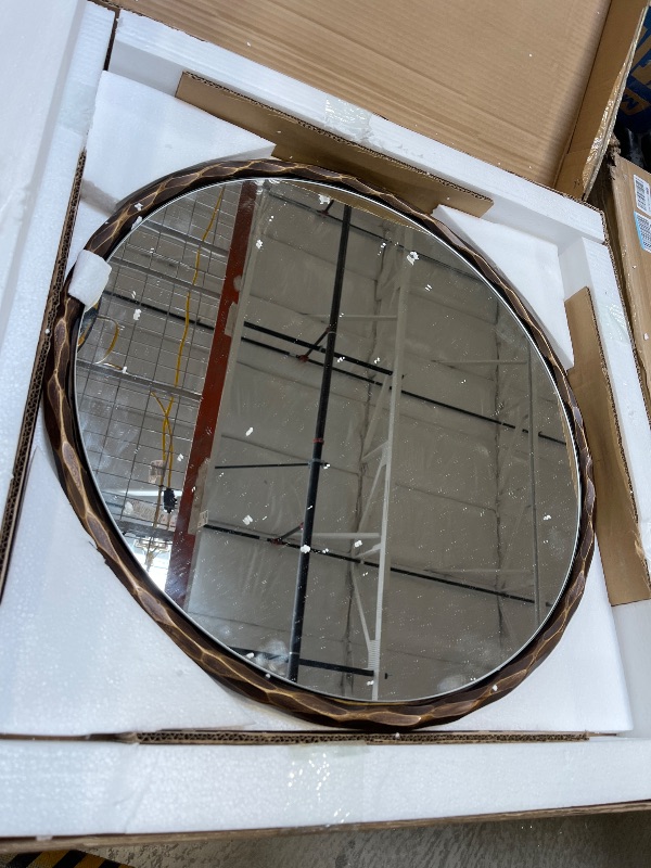 View 2 of ANDY STAR 24" Round Wall Mirror, Oil Rubbed Bronze