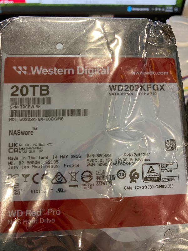 Photo 1 of Western Digital 20TB WD Red Pro NAS Internal Hard Drive
