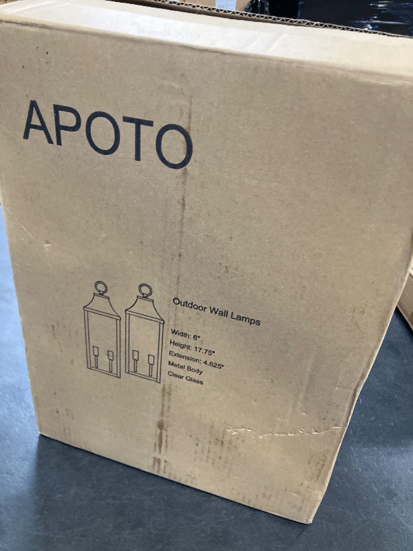 View 2 of APOTO 18" Outdoor Wall Light Fixtures 2-Pack Black