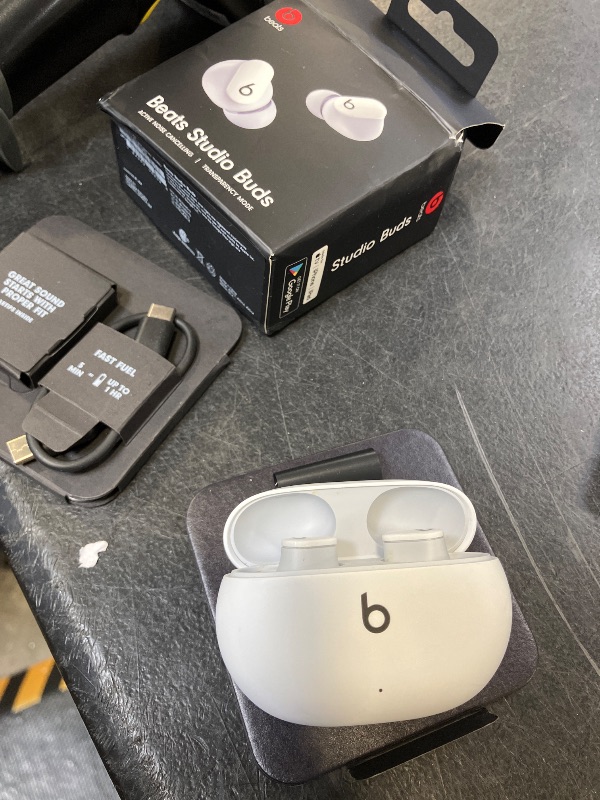 Photo 1 of Beats Studio Buds - True Wireless Noise Cancelling Earbuds - Compatible with Apple & Android, Built-in Microphone, IPX4 Rating, Sweat Resistant Earphones, Class 1 Bluetooth Headphones - White