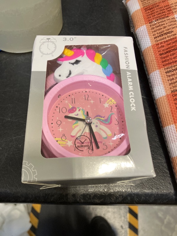 View 2 of TCJJ Unicorn Alarm Clock, Pink, Non-Ticking