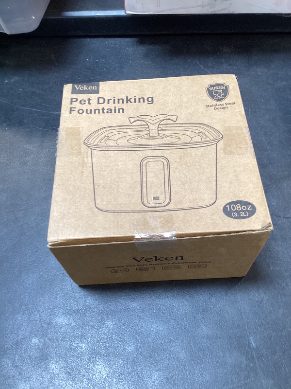 View 2 of Veken Stainless Steel Cat Water Fountain, 108oz