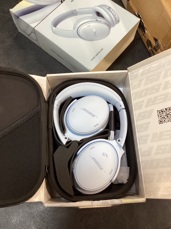 View 3 of Bose QuietComfort Headphones - Wireless Bluetooth Headphones, Active Over Ear Noise Cancelling and Mic, USB-C Charging, Deep Bass, Up to 24 Hours of Playtime, Ice Blue - Limited Edition Color