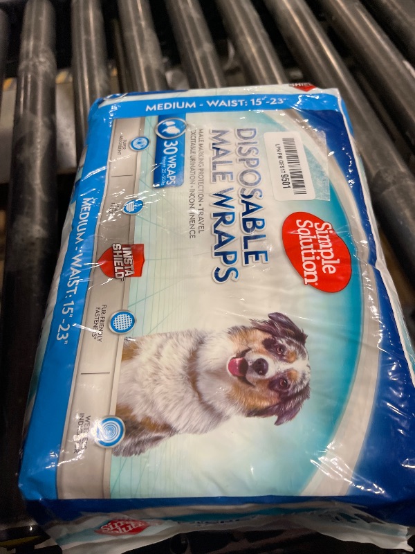 View 2 of Simple Solution Disposable Male Dog Wraps, Medium, White