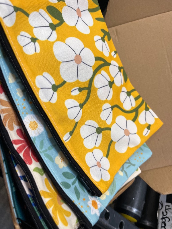 View 2 of Roowest 24 Pcs Floral Canvas Cosmetic Bags with Mirrors