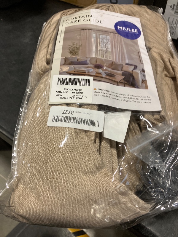 View 2 of MIULEE Pinch Pleated Linen Curtains 102" L, Grey Beige (2 Panels)