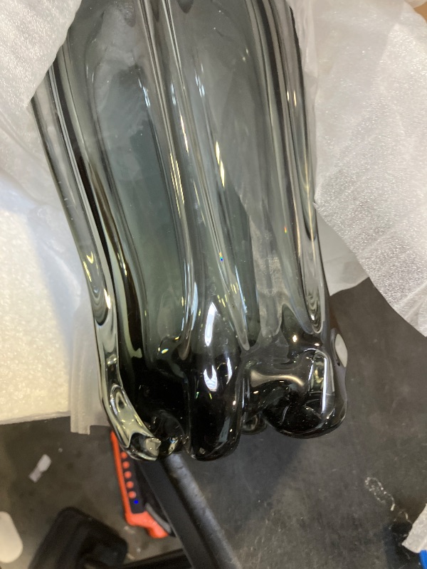 View 3 of PlivBloom Amber Glass Vase, Murano Art Style, Large, Gray