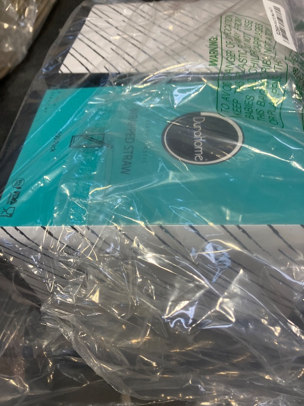 View 2 of DuraHome Clear Plastic Straws Individually Wrapped 1000 Pack - 8 inch Drinking Straw, BPA Free - Restaurant Style Disposable Straws 0.24" Wide, Bulk Set