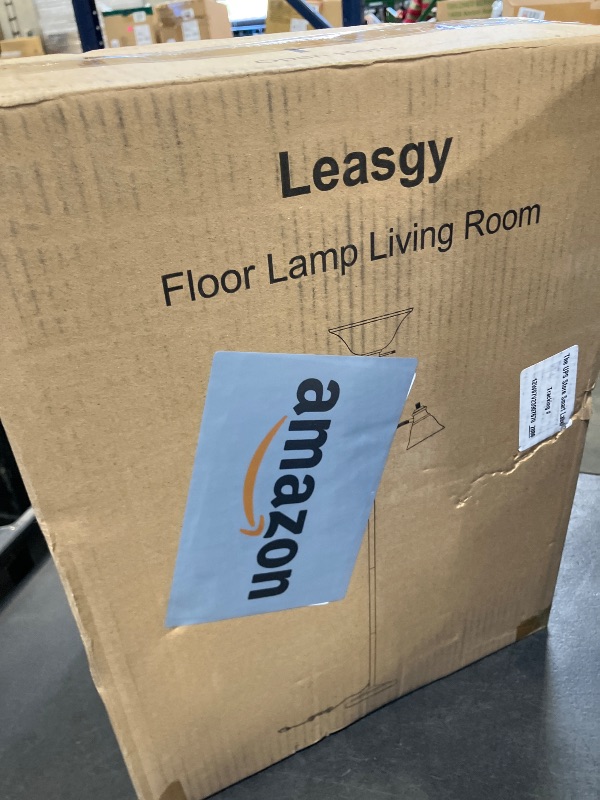 View 2 of Leasgy Torchiere Floor Lamp with Adjustable Reading Lamp - Black
