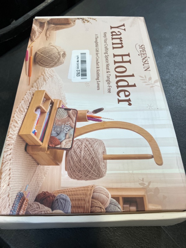 View 2 of SPEENSUN Bamboo Yarn Holder with Drawer and Spindle