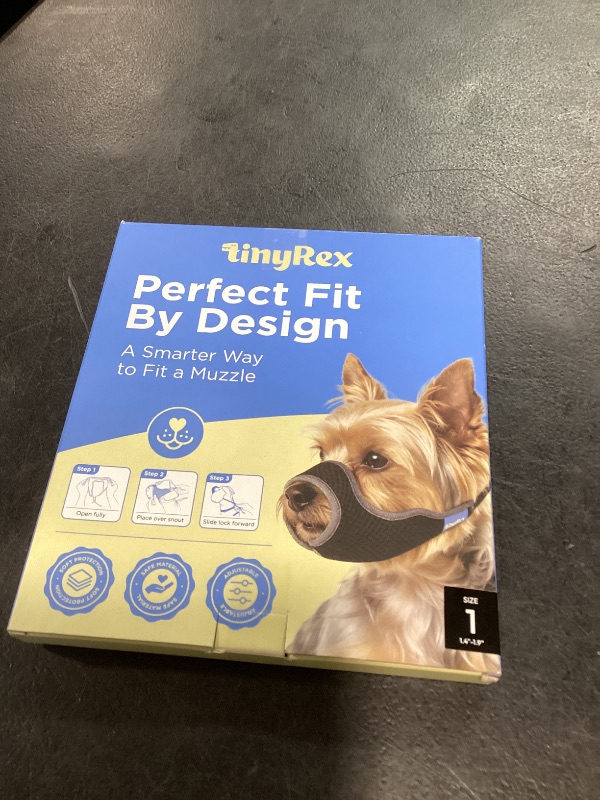 View 2 of One-Pull Adjustable Dog Muzzle for Small Dogs, No Size Guessing, Soft Comfort Fit, Allows Panting & Drinking, Prevents Biting, Size 1 (Snout Length: 1.4–1.9")