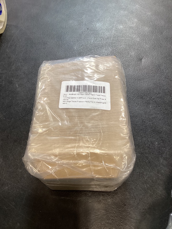 View 2 of MotBach 150 Pack 1/4Lb Kraft Paper Food Serving Trays