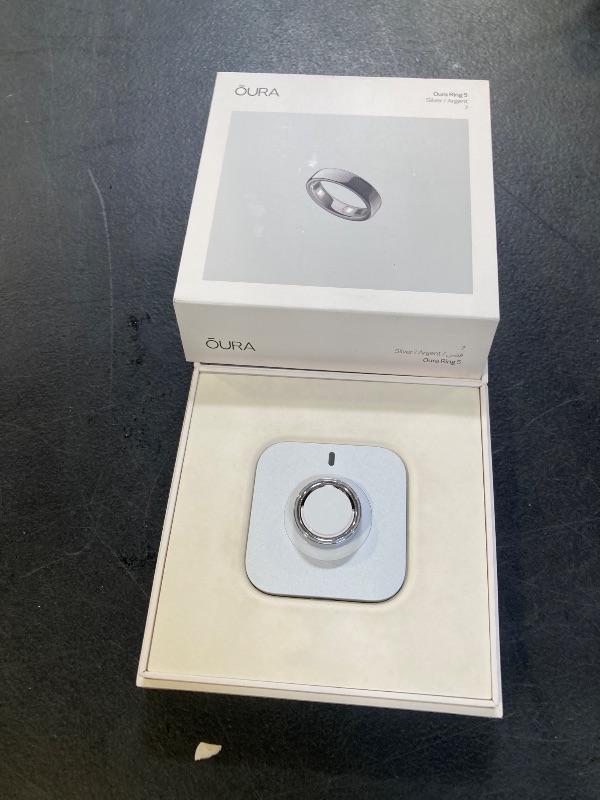 View 2 of Oura Ring 5 Smart Ring - Silver - Size 7 - Fitness & Sleep Tracker