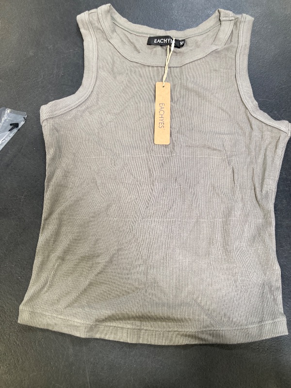 View 2 of XS- Eachyes Womens Ribbed High Neck Tank Tops Sleeveless Slim Fitted Shirts