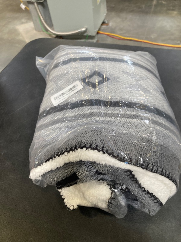View 2 of HORIMOTE HOME Aztec Sherpa Throw Blanket 50" x 60" Grey