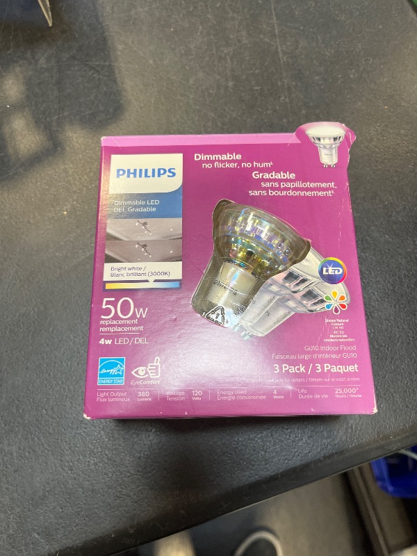 Photo 1 of Philips LED GU10 Spotlight Bulbs - 3 Pack - Bright White