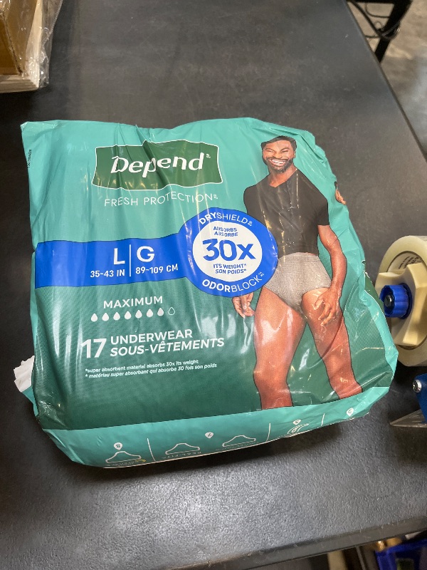 View 2 of Underwear, Depend Max Absrb Men Lg (Units Per Pack: 17)