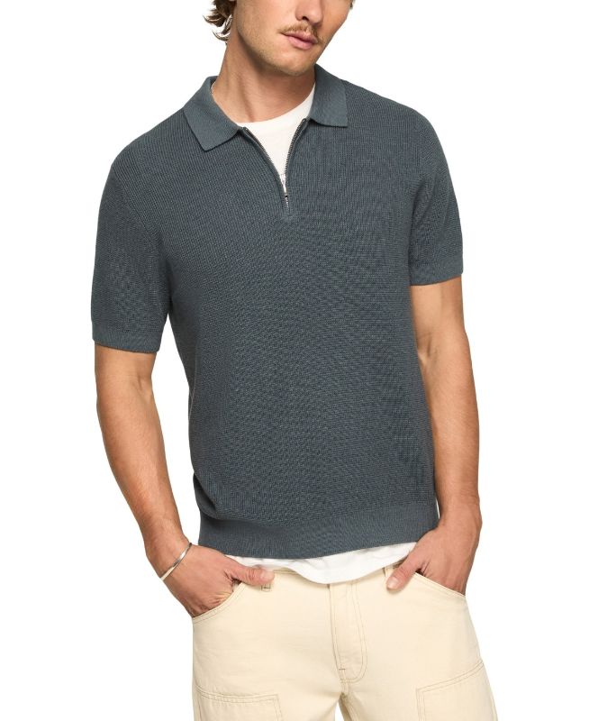 Photo 1 of Lucky Brand's Men's Quarter-Zip Polo Sweater - Dark Blue size x - large