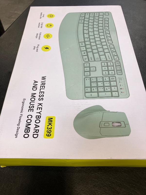 View 2 of ULSOU Wireless Keyboard and Mouse Combo, Ergonomic Wave Key