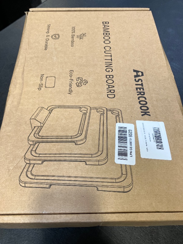 View 2 of Astercook Bamboo Cutting Board Set with Stand