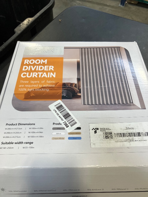 View 2 of JILRON No-Drill Divider for Room Separation Set: Includes 106" W x 96" L Grey Curtain & Adjustable Pole Brackets (35-100" W x 43-120" H Adjustable Range)