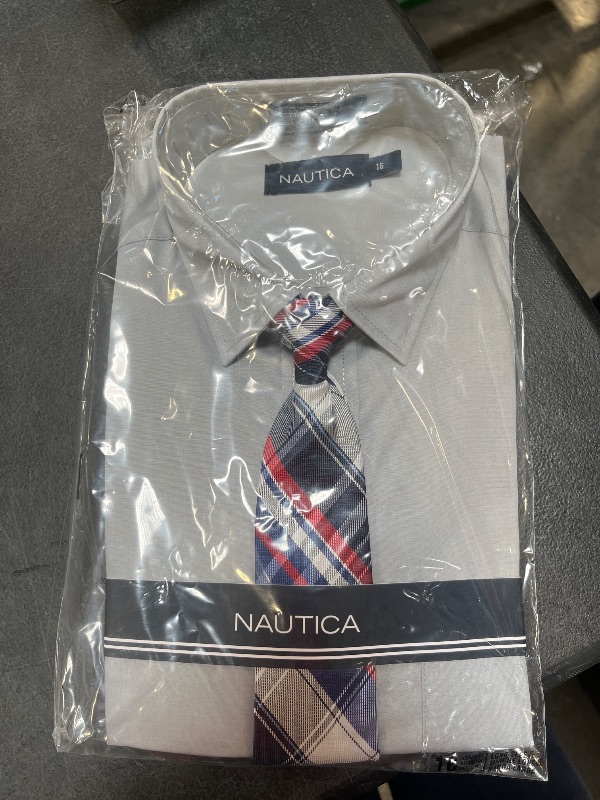 Photo 1 of Nautica Boys' Basic Broadcloth Shirt Tie Set Silver 16