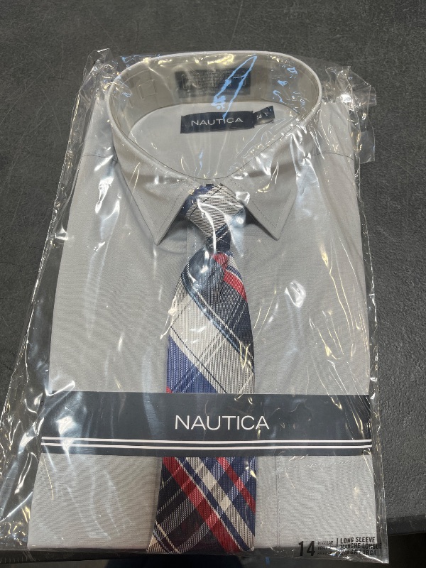 Photo 1 of Nautica Boys' Basic Broadcloth Shirt Tie Set Silver 14